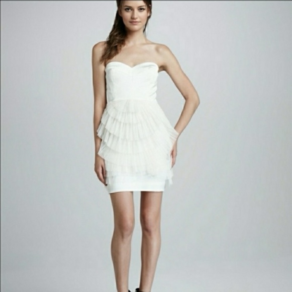 BCBGMaxAzria Strapless White Layered Dress - Picture 3 of 10